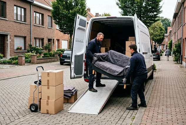 Chargement d'un déménagement dans la camionnette