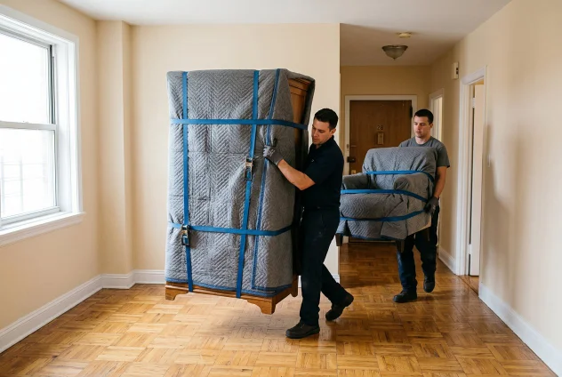 Mobilier protégé par des couvertures de transport
